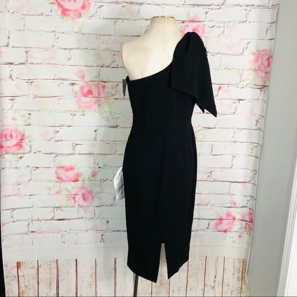 Dress the population NWT Tiffany 1 shoulder black midi dress size small - Picture 8 of 14